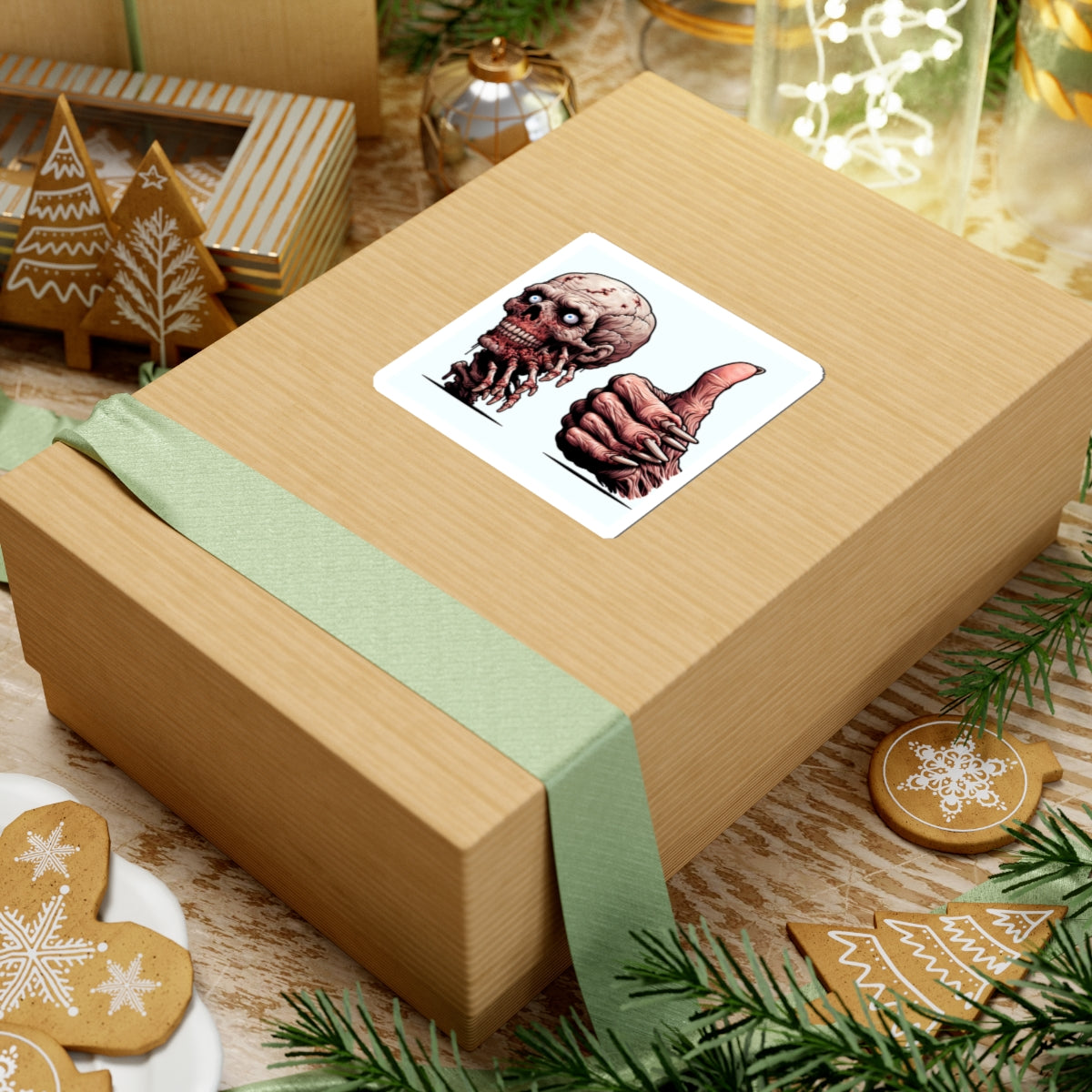 Edgy Zombie Kiss-Cut Stickers | Goth Decor, Halloween Party Favors, Laptop Decals, Alternative Art