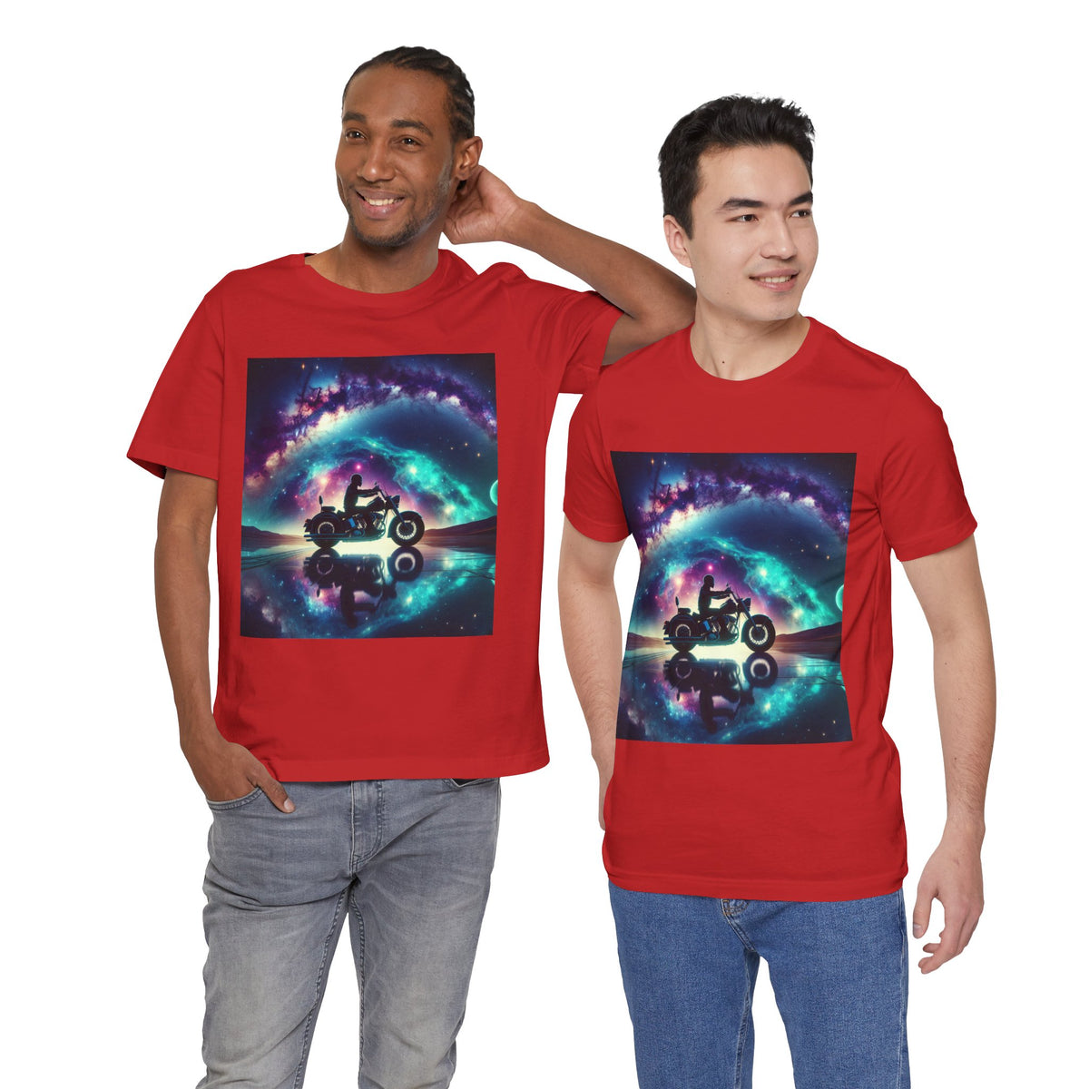 Galactic Biker Tee: Cosmic Shirt, Trendy Apparel