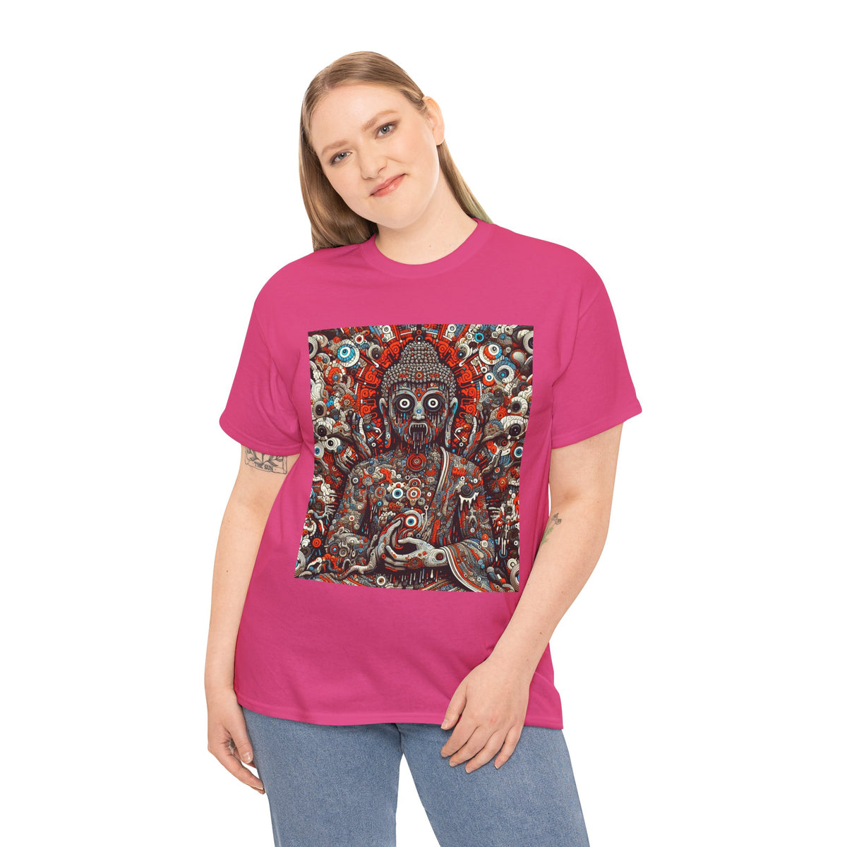 Buddha Art Heavy Cotton Tee - Spiritual, Meditation Shirt, Mindfulness Apparel