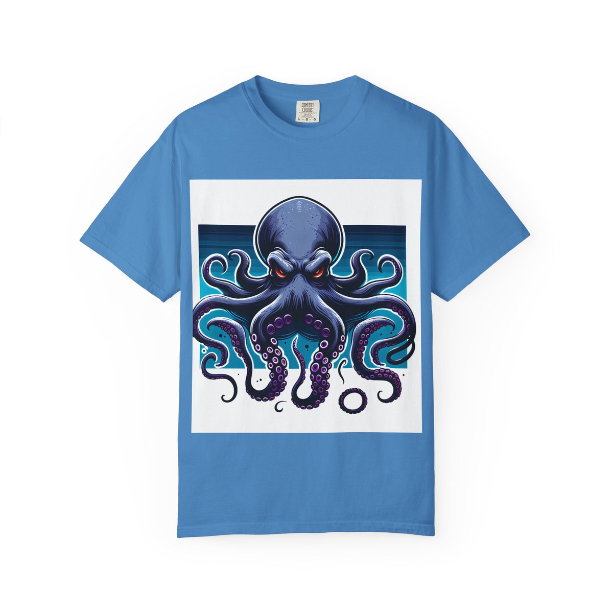 Ocean-Inspired Unisex Garment-Dyed T-Shirt with Octopus Design