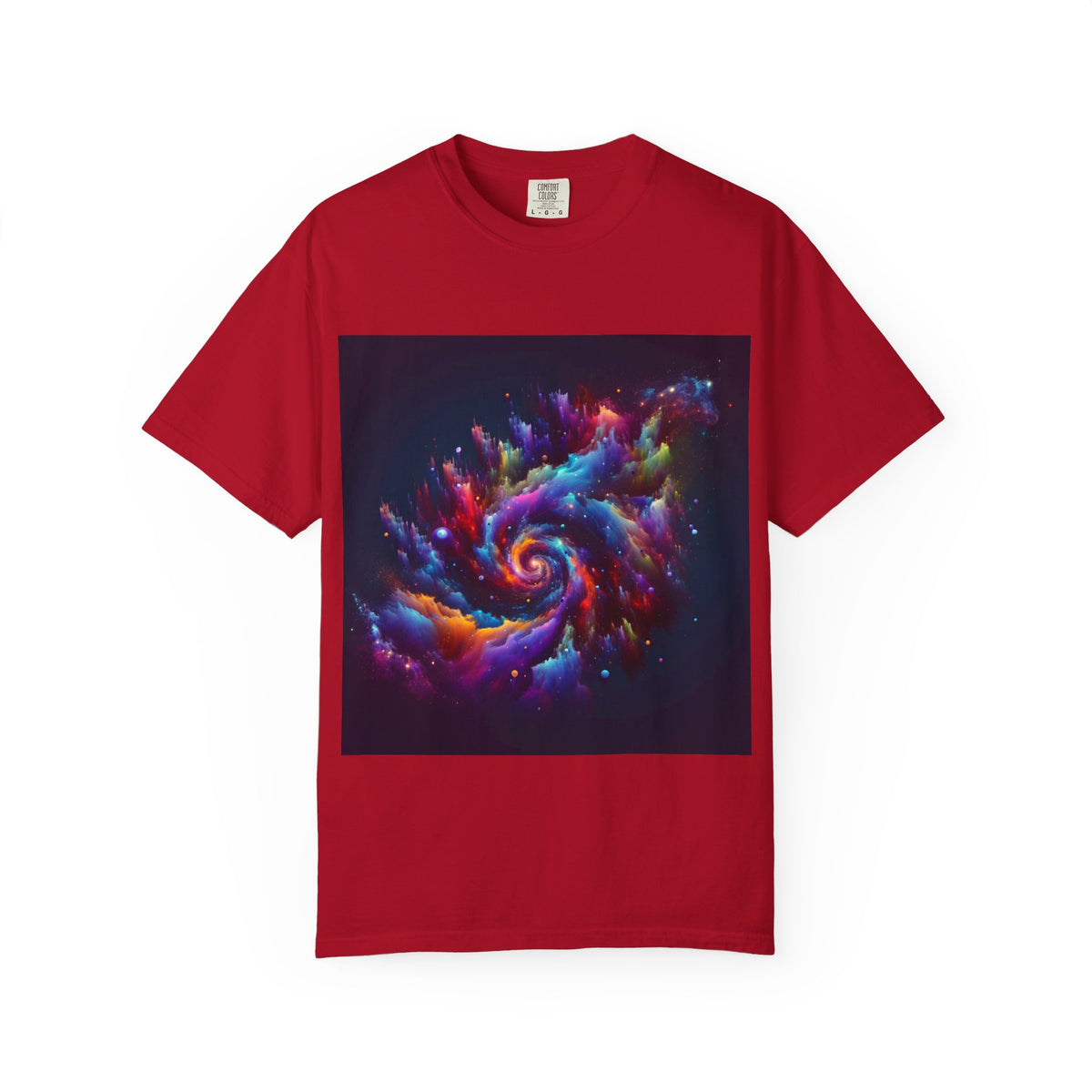 Cosmic Swirl Garment-Dyed T-Shirt – Vibrant Space Design for Sci-Fi Lovers