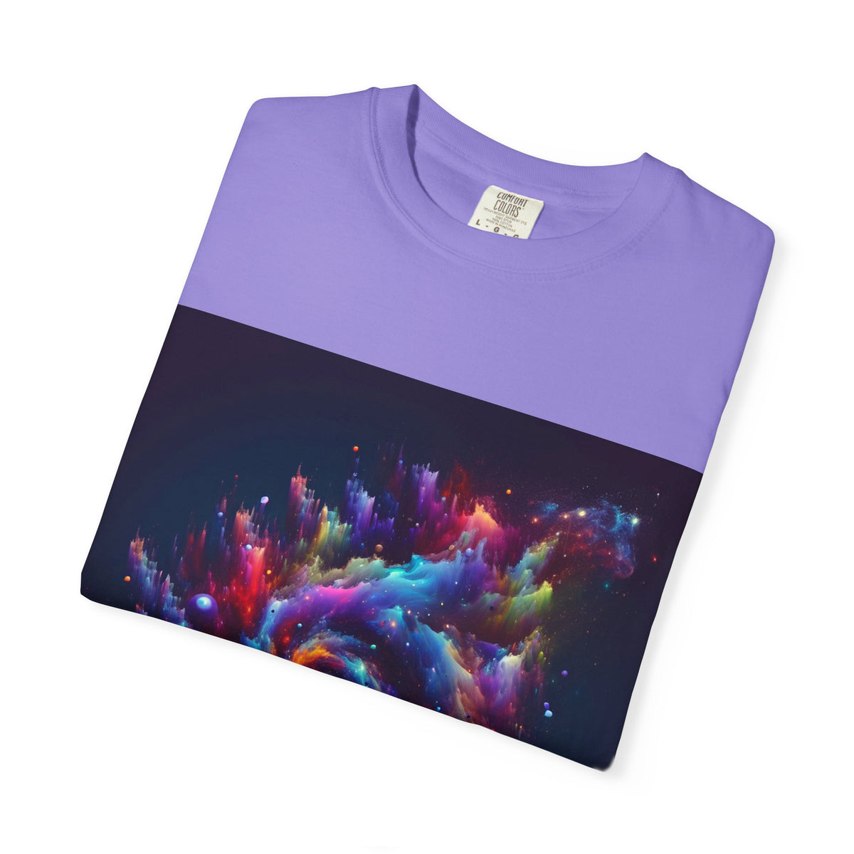 Cosmic Swirl Garment-Dyed T-Shirt – Vibrant Space Design for Sci-Fi Lovers