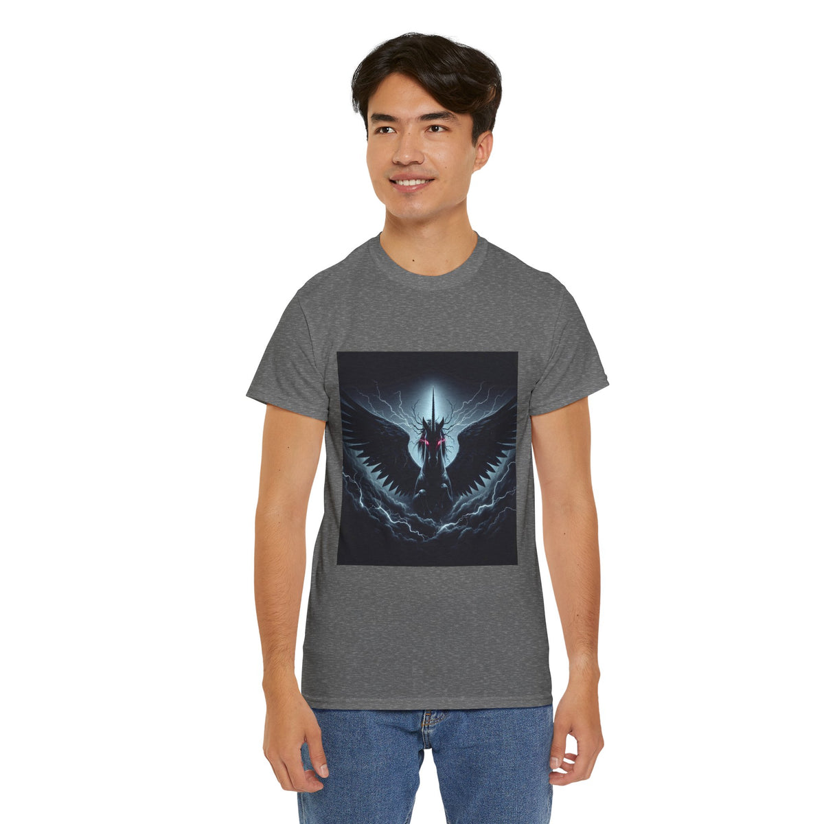 Dark Fantasy Heavy Cotton Tee with Pegasus Design
