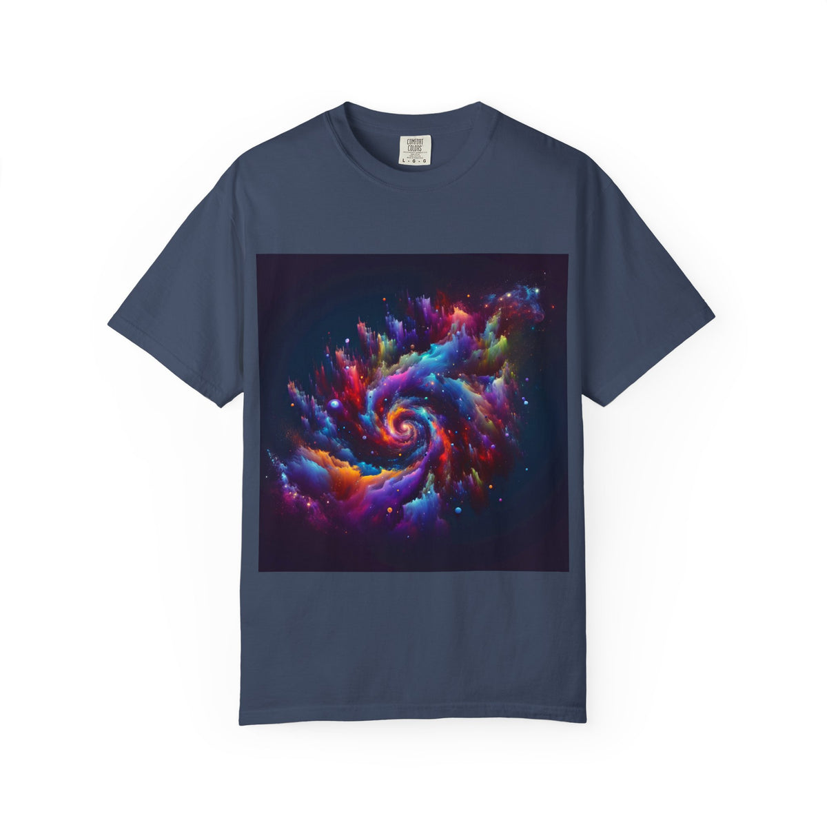 Cosmic Swirl Garment-Dyed T-Shirt – Vibrant Space Design for Sci-Fi Lovers