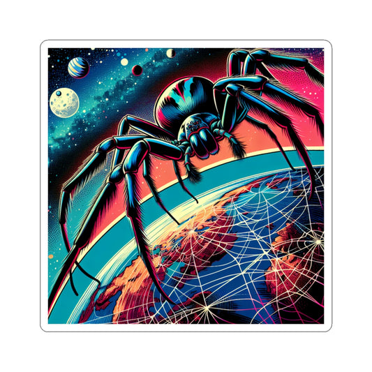 Cosmic Spider Kiss-Cut Stickers - Space Art Decor, Laptop Stickers, Gifts for Sci-Fi Lovers, Unique Home Decor, Halloween Party Favor