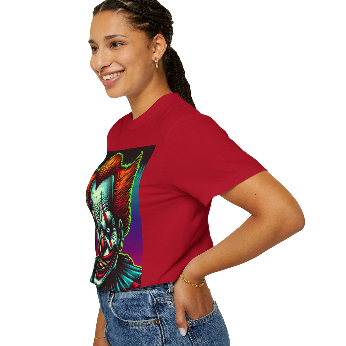 Creepy Clown Graphic Garment-Dyed T-Shirt