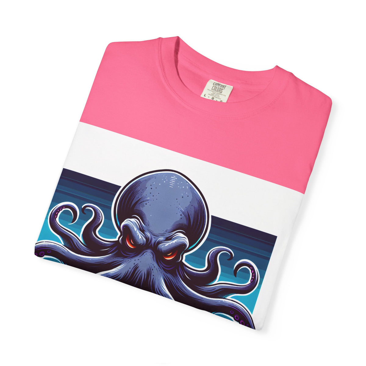 Ocean-Inspired Unisex Garment-Dyed T-Shirt with Octopus Design