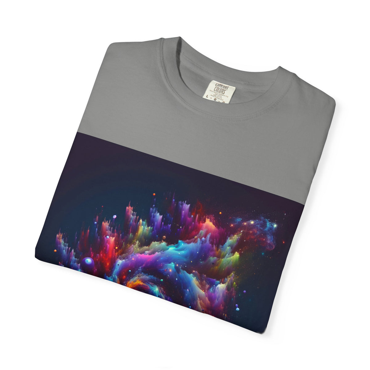 Cosmic Swirl Garment-Dyed T-Shirt – Vibrant Space Design for Sci-Fi Lovers