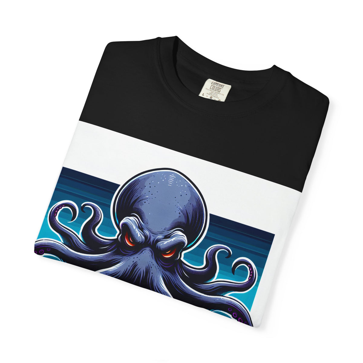 Ocean-Inspired Unisex Garment-Dyed T-Shirt with Octopus Design