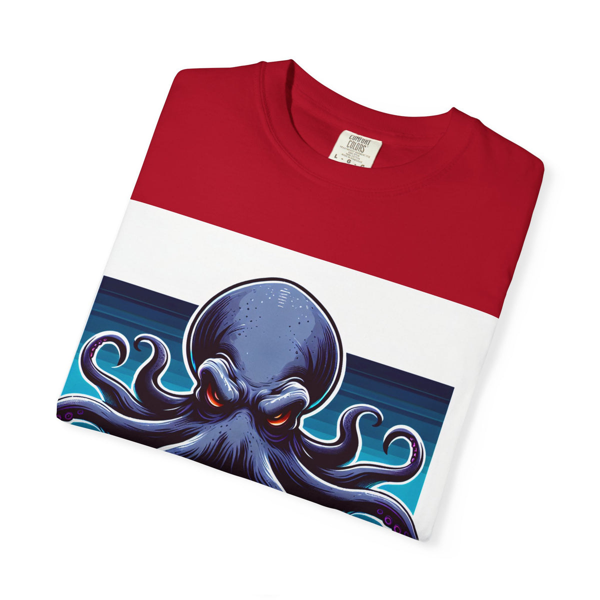 Ocean-Inspired Unisex Garment-Dyed T-Shirt with Octopus Design