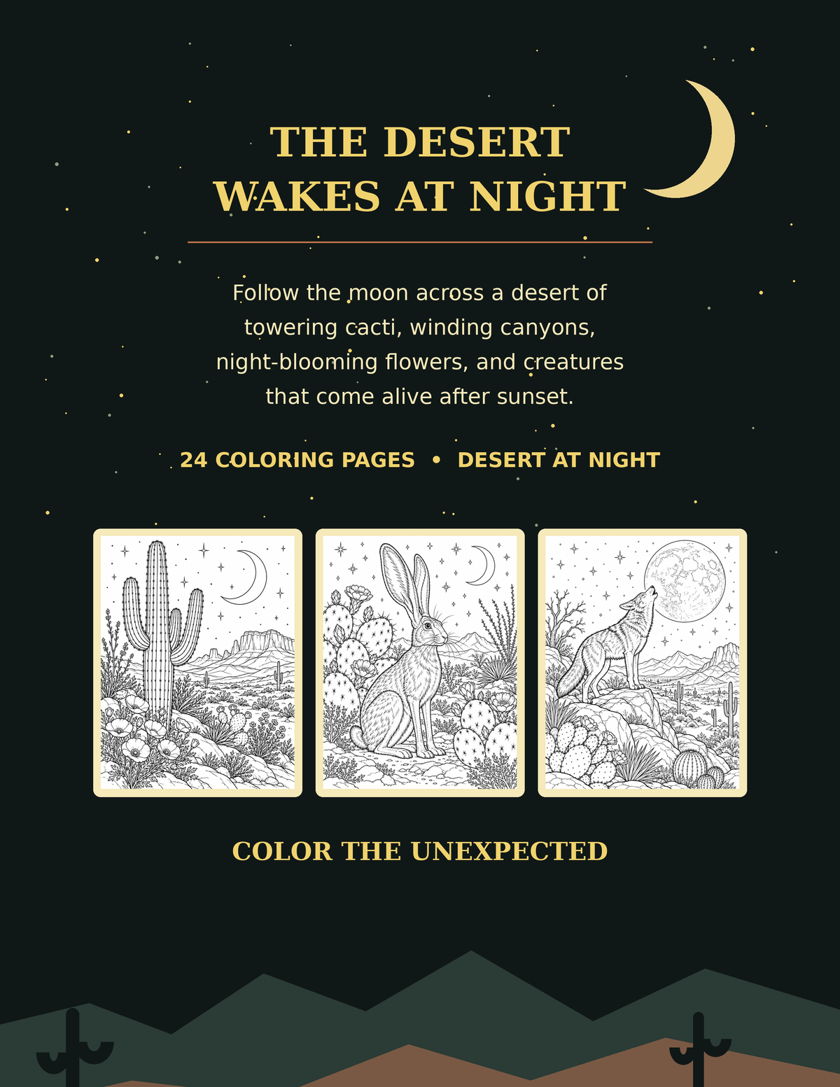 Cereus After Dark | Desert Coloring Book, Volume 1